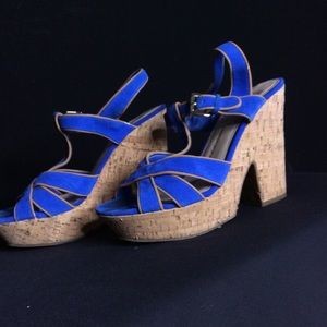 Blue suede platforms shoes 7.5